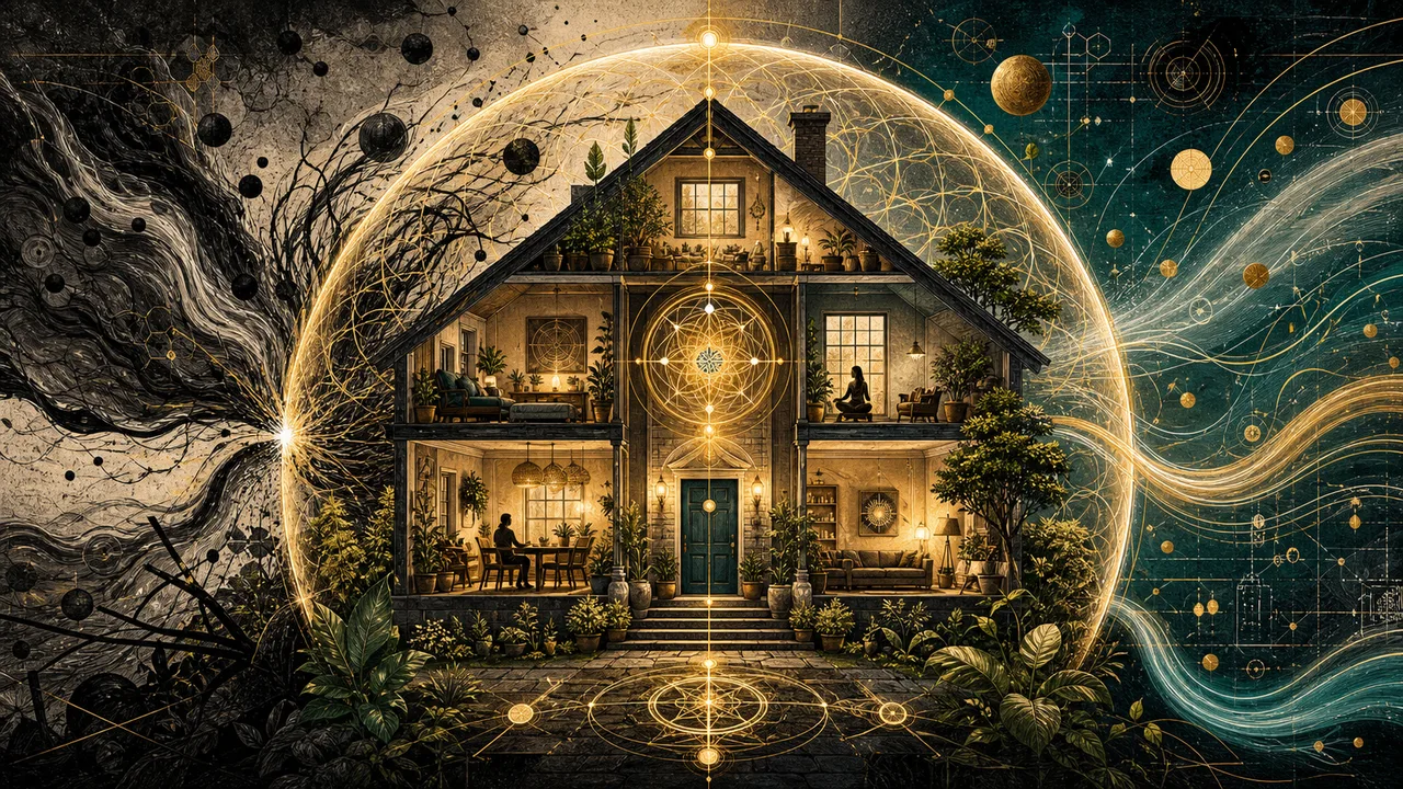 Casa luminosa y organizada con un campo energético protector a su alrededor.