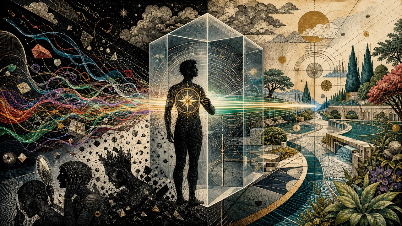 Persona que dirige la energía luminosa a través de sus manos, representando la intención en el trabajo vibratorio.