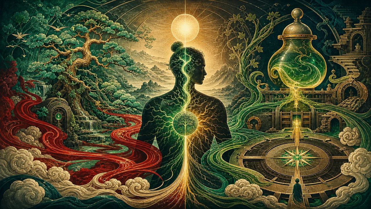 Representación surrealista de las funciones del Hígado y la Vesícula Biliar en la Medicina China