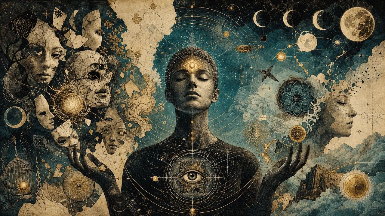 Persona en meditación separando las ilusiones espirituales de la percepción clara y equilibrada