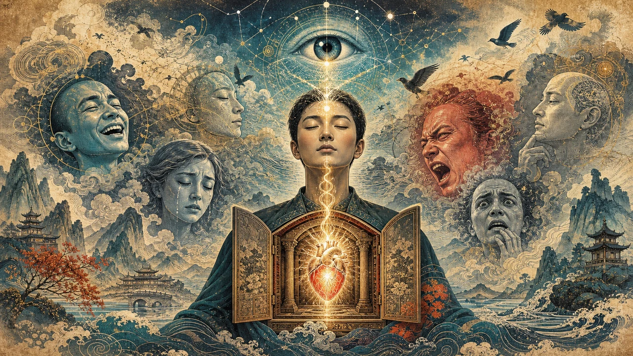 Representación surrealista del Shen vinculada al Corazón, la conciencia y las emociones en la Medicina China