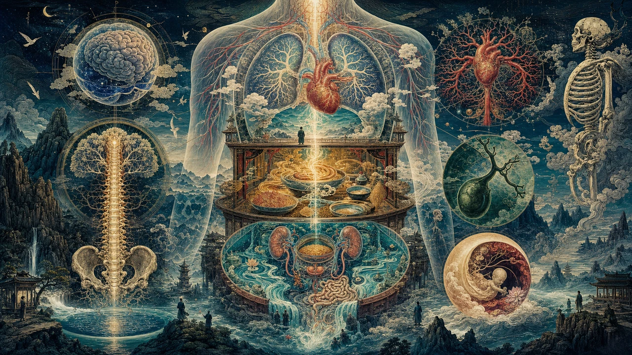 Representación surrealista del Triple Calentador y las Vísceras Extraordinarias